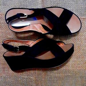 J.Crew# Black Sandal Leather#Size 8# Excellent Condition